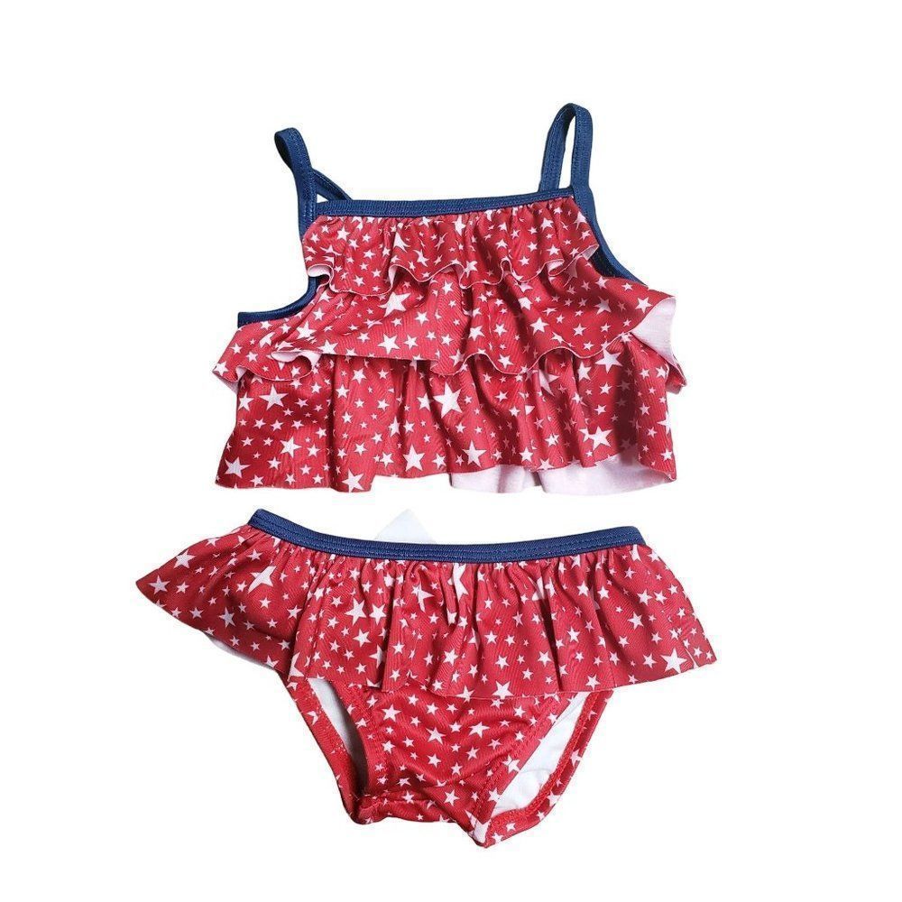 Crazy 8 Red White and Blue Two‎ Piece Swimsuit Size 6-12 Months
